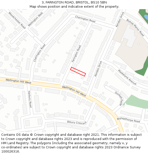 3, FARINGTON ROAD, BRISTOL, BS10 5BN: Location map and indicative extent of plot