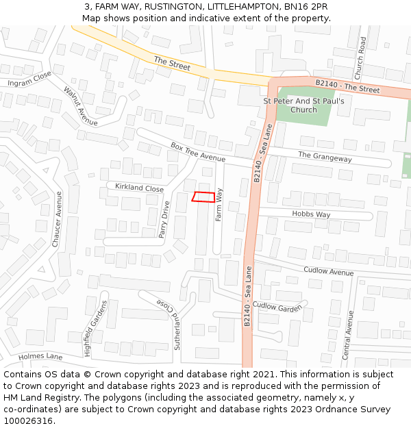 3, FARM WAY, RUSTINGTON, LITTLEHAMPTON, BN16 2PR: Location map and indicative extent of plot