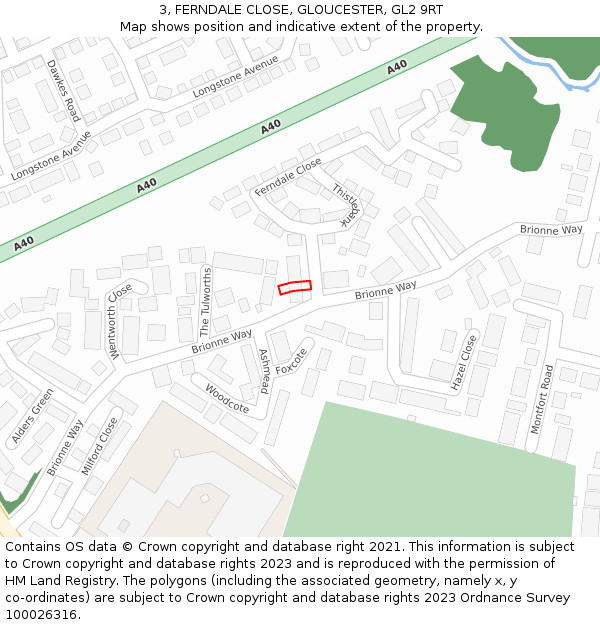 3, FERNDALE CLOSE, GLOUCESTER, GL2 9RT: Location map and indicative extent of plot