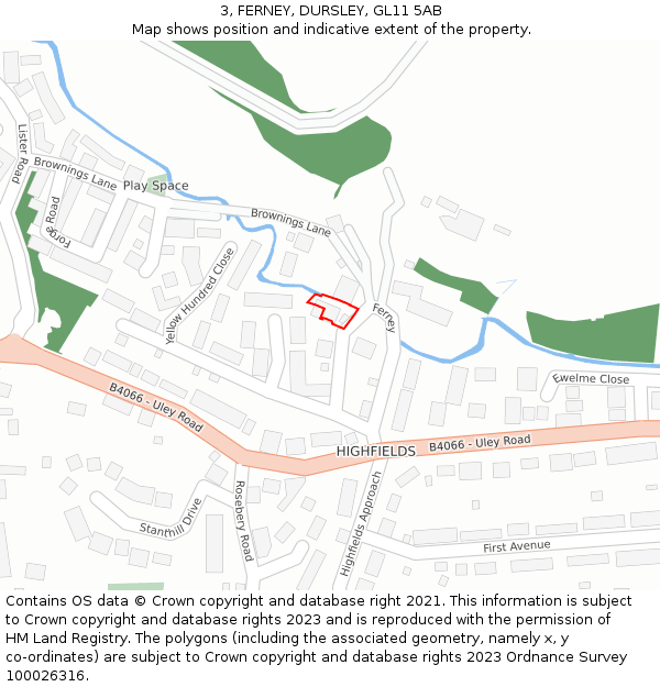 3, FERNEY, DURSLEY, GL11 5AB: Location map and indicative extent of plot