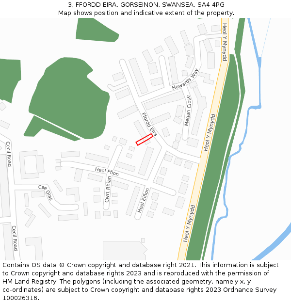 3, FFORDD EIRA, GORSEINON, SWANSEA, SA4 4PG: Location map and indicative extent of plot