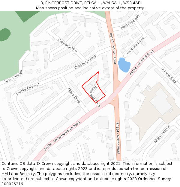 3, FINGERPOST DRIVE, PELSALL, WALSALL, WS3 4AP: Location map and indicative extent of plot