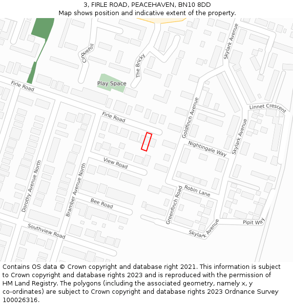 3, FIRLE ROAD, PEACEHAVEN, BN10 8DD: Location map and indicative extent of plot