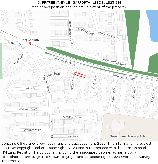 3, FIRTREE AVENUE, GARFORTH, LEEDS, LS25 2JN: Location map and indicative extent of plot