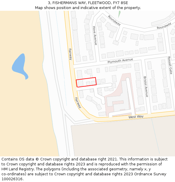 3, FISHERMANS WAY, FLEETWOOD, FY7 8SE: Location map and indicative extent of plot