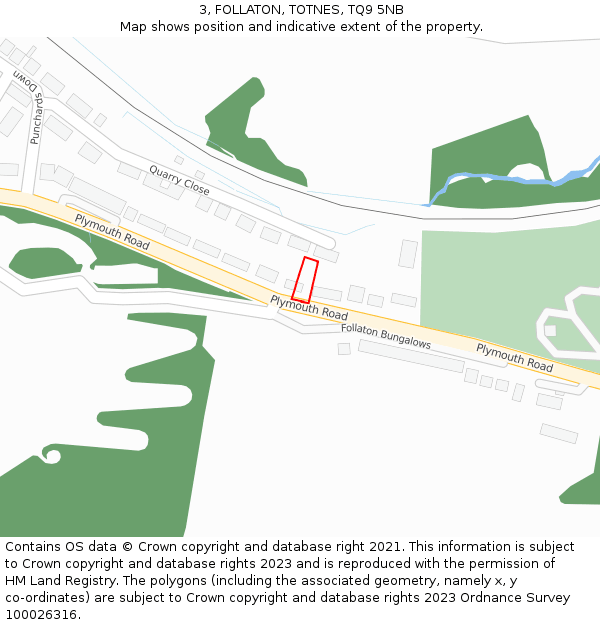 3, FOLLATON, TOTNES, TQ9 5NB: Location map and indicative extent of plot