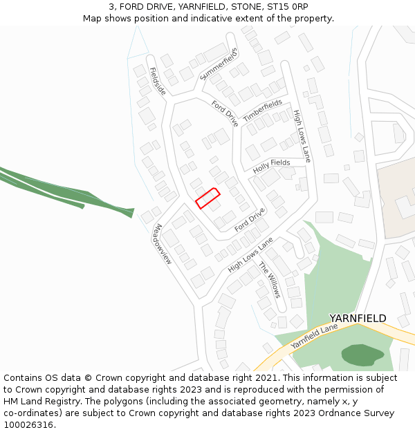3, FORD DRIVE, YARNFIELD, STONE, ST15 0RP: Location map and indicative extent of plot