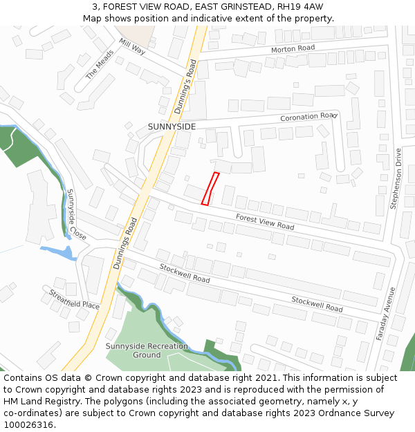 3, FOREST VIEW ROAD, EAST GRINSTEAD, RH19 4AW: Location map and indicative extent of plot
