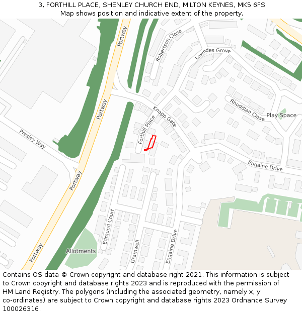 3, FORTHILL PLACE, SHENLEY CHURCH END, MILTON KEYNES, MK5 6FS: Location map and indicative extent of plot