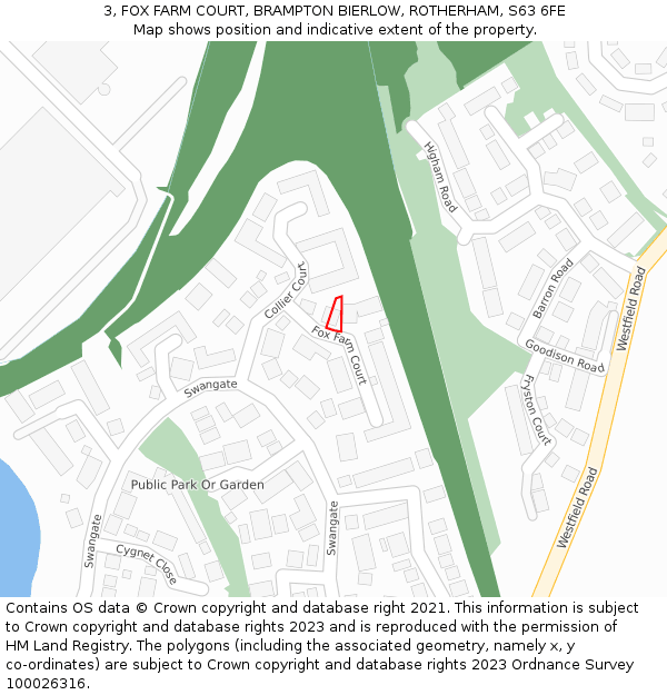 3, FOX FARM COURT, BRAMPTON BIERLOW, ROTHERHAM, S63 6FE: Location map and indicative extent of plot