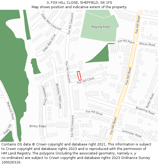 3, FOX HILL CLOSE, SHEFFIELD, S6 1FS: Location map and indicative extent of plot