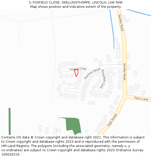 3, FOXFIELD CLOSE, SKELLINGTHORPE, LINCOLN, LN6 5AW: Location map and indicative extent of plot