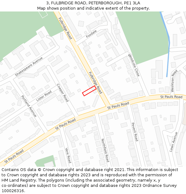 3, FULBRIDGE ROAD, PETERBOROUGH, PE1 3LA: Location map and indicative extent of plot