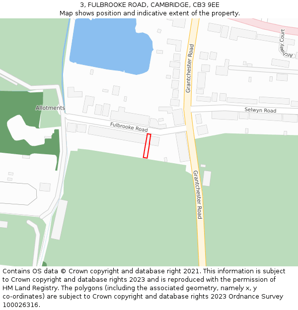 3, FULBROOKE ROAD, CAMBRIDGE, CB3 9EE: Location map and indicative extent of plot