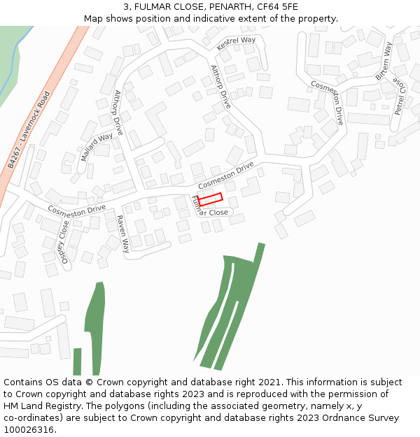 3, FULMAR CLOSE, PENARTH, CF64 5FE: Location map and indicative extent of plot