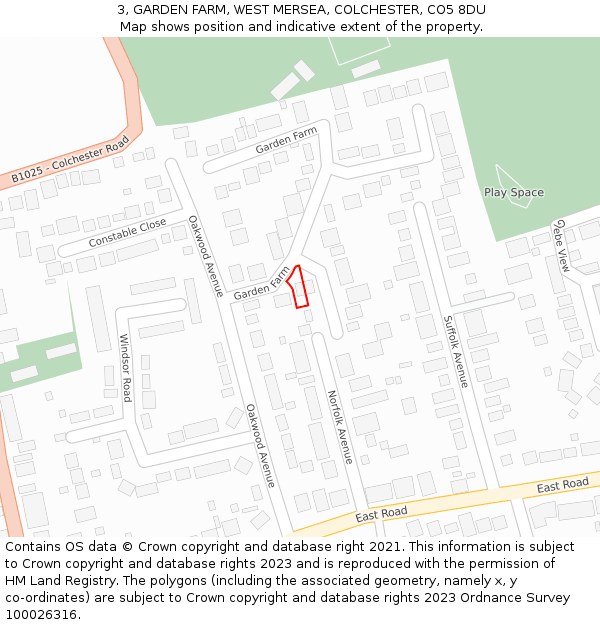 3, GARDEN FARM, WEST MERSEA, COLCHESTER, CO5 8DU: Location map and indicative extent of plot