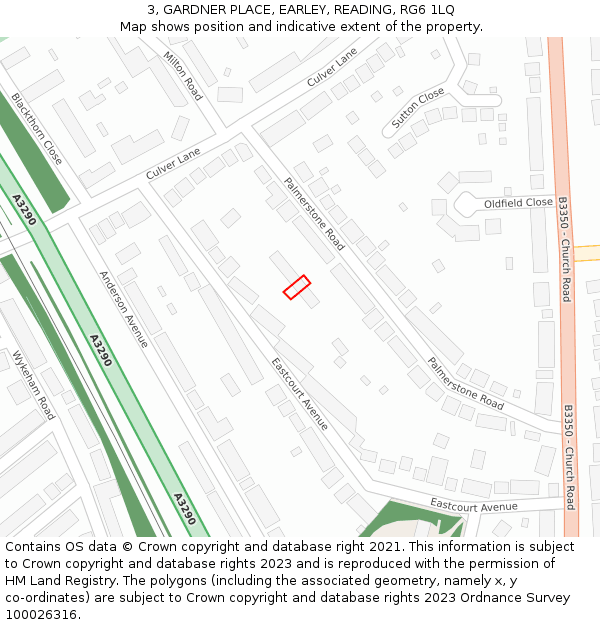 3, GARDNER PLACE, EARLEY, READING, RG6 1LQ: Location map and indicative extent of plot