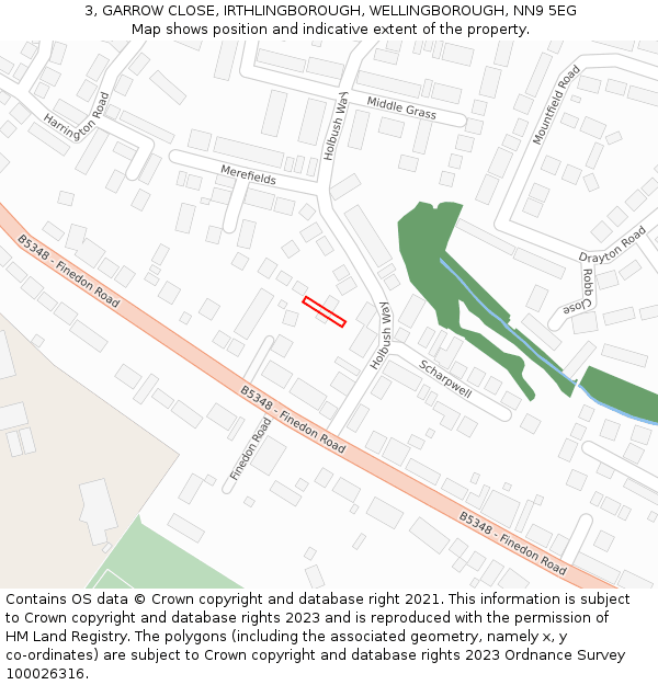 3, GARROW CLOSE, IRTHLINGBOROUGH, WELLINGBOROUGH, NN9 5EG: Location map and indicative extent of plot