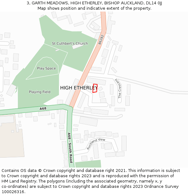 3, GARTH MEADOWS, HIGH ETHERLEY, BISHOP AUCKLAND, DL14 0JJ: Location map and indicative extent of plot