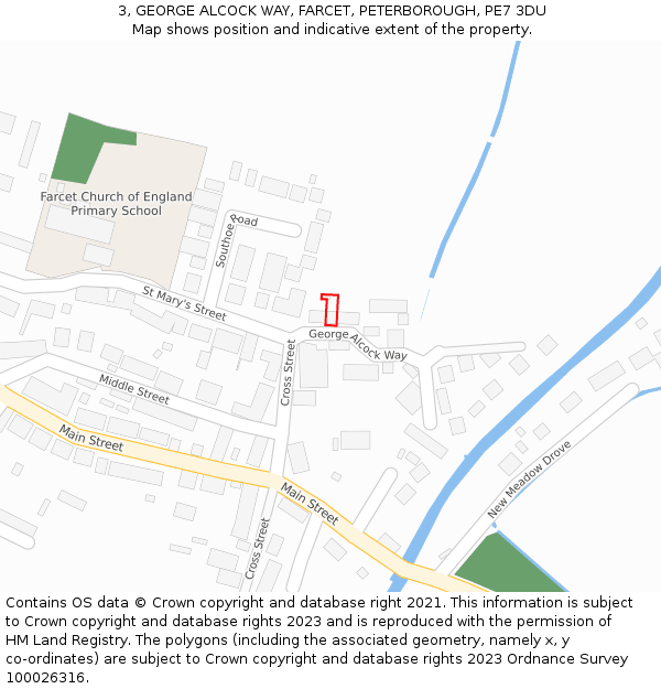 3, GEORGE ALCOCK WAY, FARCET, PETERBOROUGH, PE7 3DU: Location map and indicative extent of plot