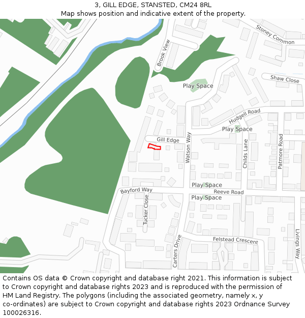 3, GILL EDGE, STANSTED, CM24 8RL: Location map and indicative extent of plot