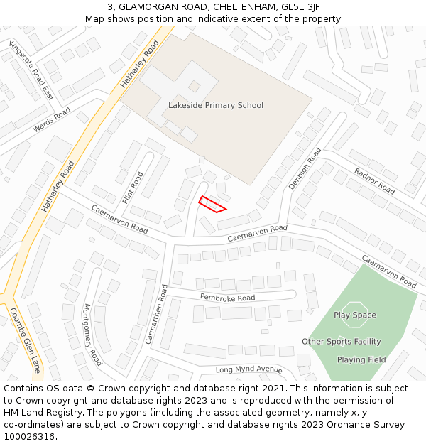 3, GLAMORGAN ROAD, CHELTENHAM, GL51 3JF: Location map and indicative extent of plot