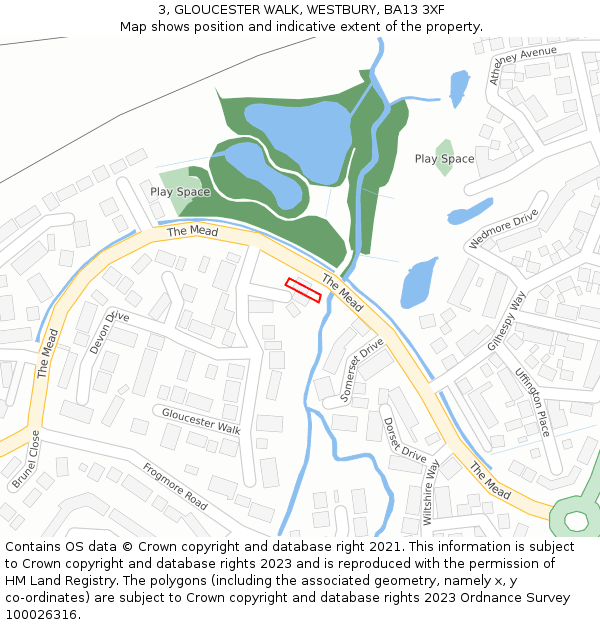 3, GLOUCESTER WALK, WESTBURY, BA13 3XF: Location map and indicative extent of plot