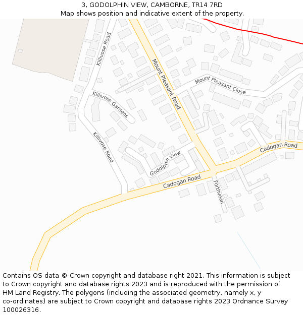 3, GODOLPHIN VIEW, CAMBORNE, TR14 7RD: Location map and indicative extent of plot