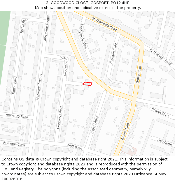3, GOODWOOD CLOSE, GOSPORT, PO12 4HP: Location map and indicative extent of plot