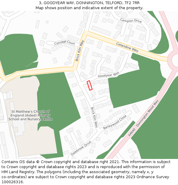 3, GOODYEAR WAY, DONNINGTON, TELFORD, TF2 7RR: Location map and indicative extent of plot