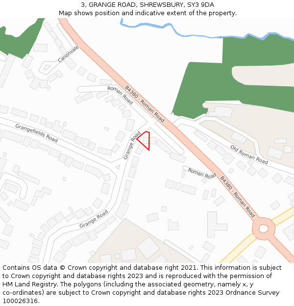 3, GRANGE ROAD, SHREWSBURY, SY3 9DA: Location map and indicative extent of plot