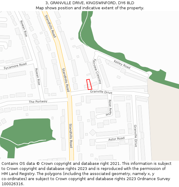 3, GRANVILLE DRIVE, KINGSWINFORD, DY6 8LD: Location map and indicative extent of plot