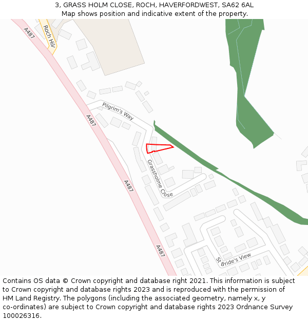 3, GRASS HOLM CLOSE, ROCH, HAVERFORDWEST, SA62 6AL: Location map and indicative extent of plot