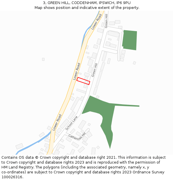 3, GREEN HILL, CODDENHAM, IPSWICH, IP6 9PU: Location map and indicative extent of plot