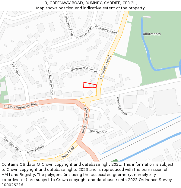 3, GREENWAY ROAD, RUMNEY, CARDIFF, CF3 3HJ: Location map and indicative extent of plot