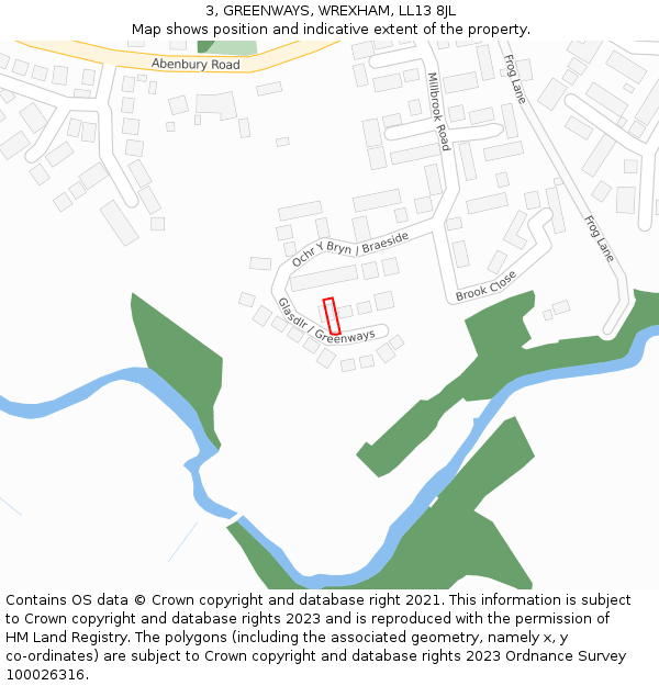3, GREENWAYS, WREXHAM, LL13 8JL: Location map and indicative extent of plot