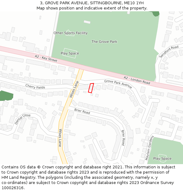 3, GROVE PARK AVENUE, SITTINGBOURNE, ME10 1YH: Location map and indicative extent of plot