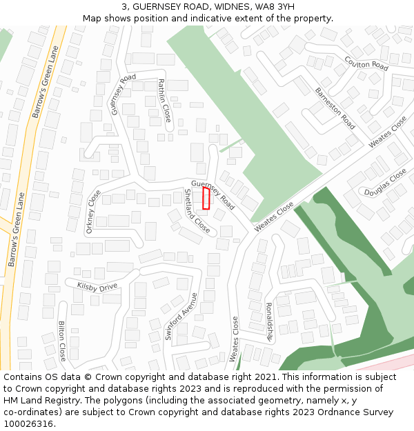 3, GUERNSEY ROAD, WIDNES, WA8 3YH: Location map and indicative extent of plot
