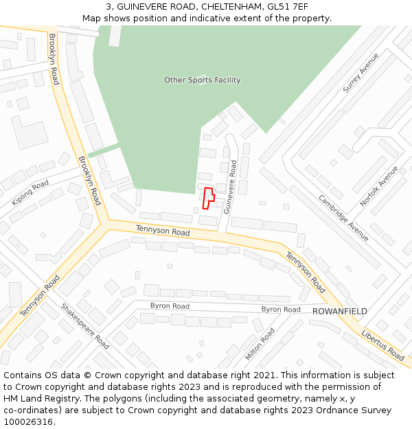 3, GUINEVERE ROAD, CHELTENHAM, GL51 7EF: Location map and indicative extent of plot