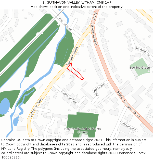 3, GUITHAVON VALLEY, WITHAM, CM8 1HF: Location map and indicative extent of plot