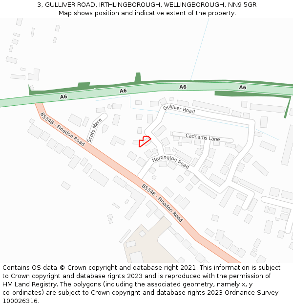 3, GULLIVER ROAD, IRTHLINGBOROUGH, WELLINGBOROUGH, NN9 5GR: Location map and indicative extent of plot