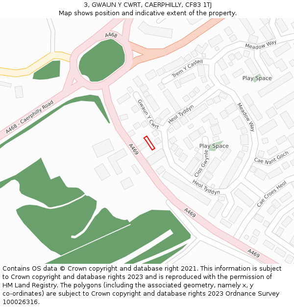 3, GWAUN Y CWRT, CAERPHILLY, CF83 1TJ: Location map and indicative extent of plot