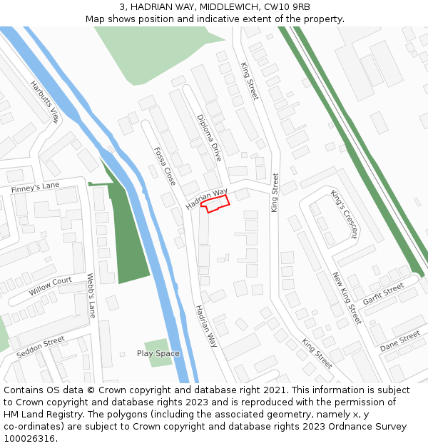 3, HADRIAN WAY, MIDDLEWICH, CW10 9RB: Location map and indicative extent of plot