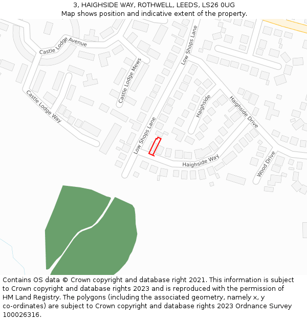 3, HAIGHSIDE WAY, ROTHWELL, LEEDS, LS26 0UG: Location map and indicative extent of plot