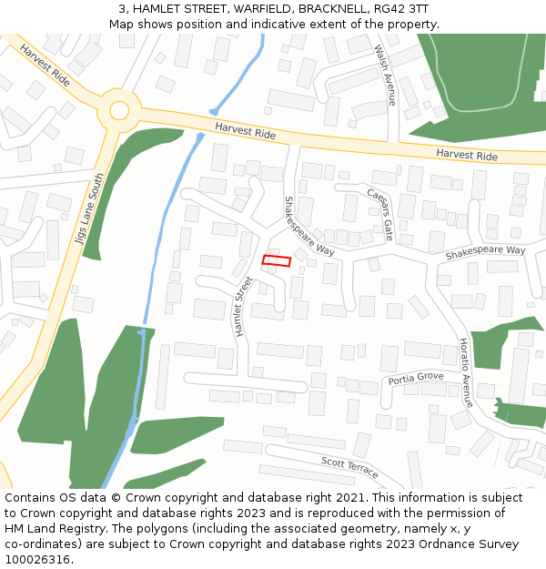 3, HAMLET STREET, WARFIELD, BRACKNELL, RG42 3TT: Location map and indicative extent of plot