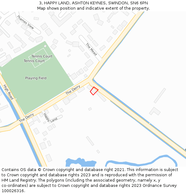 3, HAPPY LAND, ASHTON KEYNES, SWINDON, SN6 6PN: Location map and indicative extent of plot