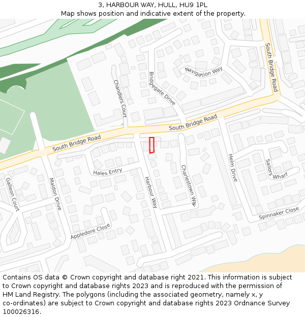 3, HARBOUR WAY, HULL, HU9 1PL: Location map and indicative extent of plot