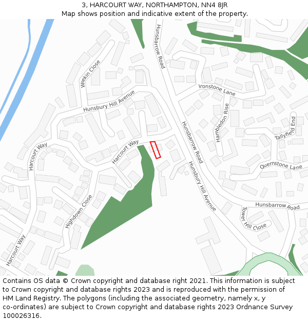 3, HARCOURT WAY, NORTHAMPTON, NN4 8JR: Location map and indicative extent of plot