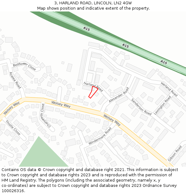 3, HARLAND ROAD, LINCOLN, LN2 4GW: Location map and indicative extent of plot