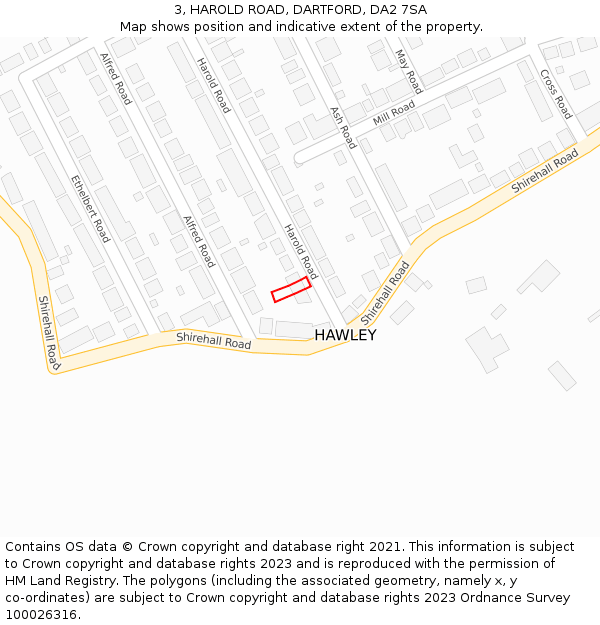 3, HAROLD ROAD, DARTFORD, DA2 7SA: Location map and indicative extent of plot